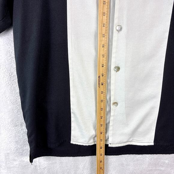 Da Vinci California Charlie Sheen Bowling Shirt Men L Black White Rockabilly 50s - Picture 6 of 9